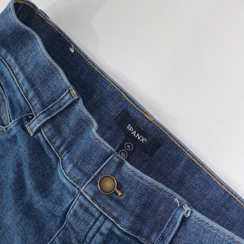Spanx Flare Jeans Womens XL Blue Denim Pull On High Rise Stretch 21164R